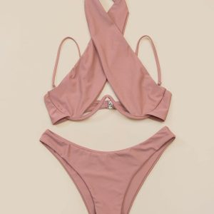 Bikini rosa palo cruzado